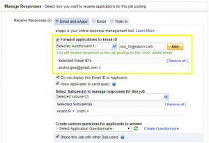Response Email on Job Posting Form