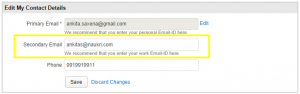 Secondary Email in NaukriRecruiter profile