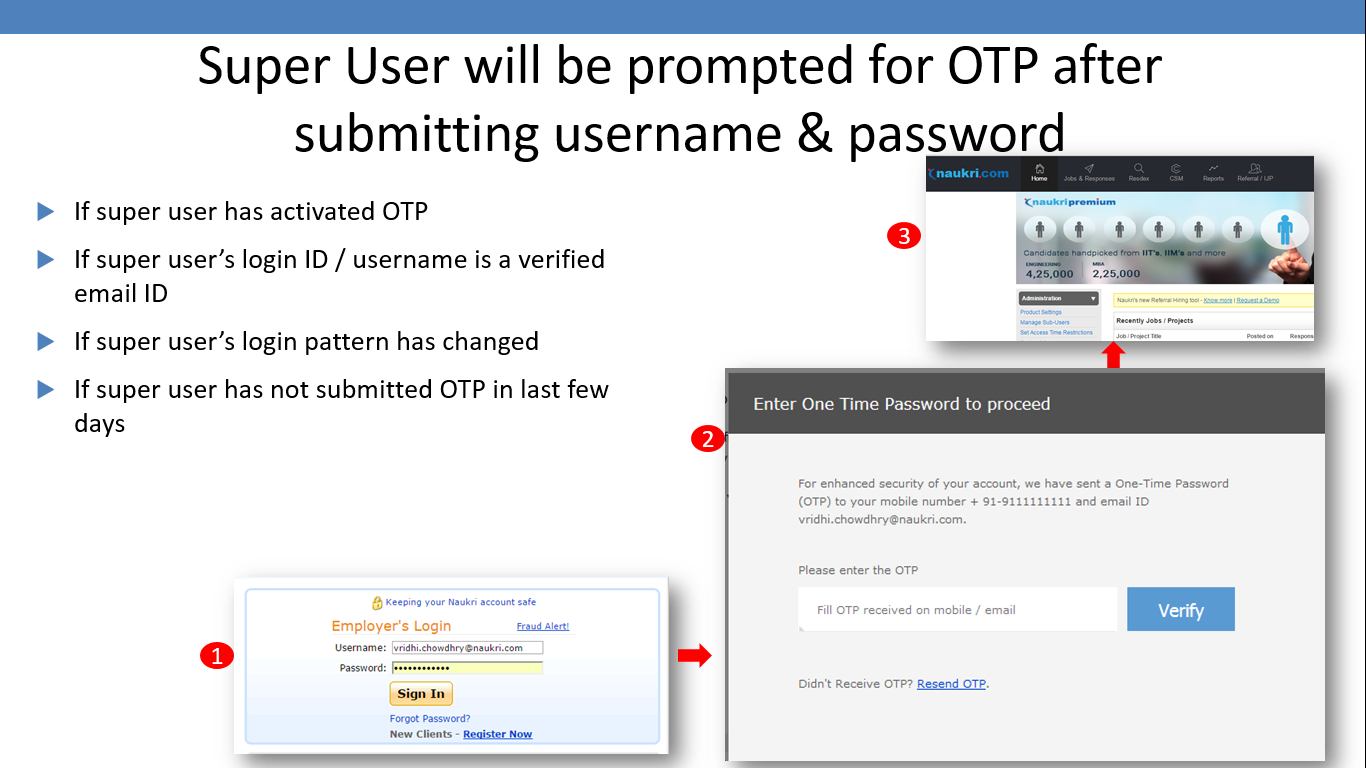 Login OTP screen for Recruitment Solutions accounts