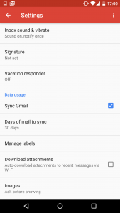 Gmail Settings  on Mobile to display images by default