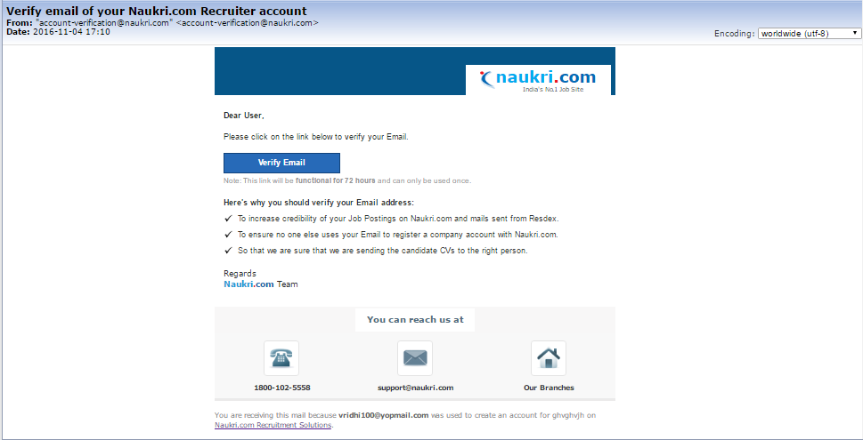 How to verify your Naukri Recruitment Account's Login Email ID ...