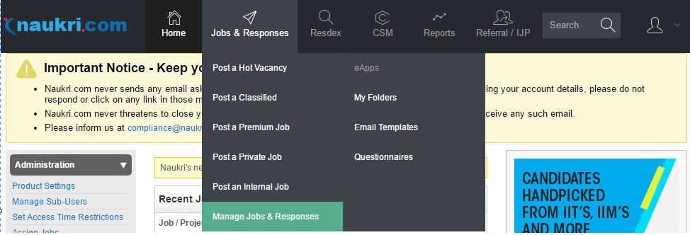 Manage Jobs and Responses